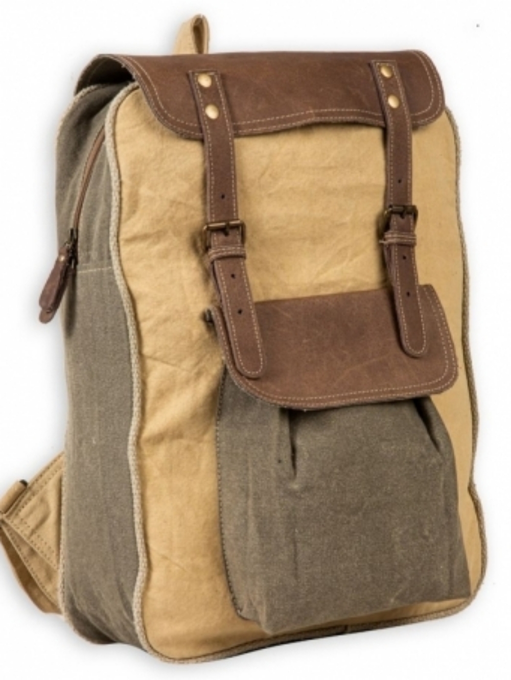 Myra Bag Chestnut Traveler Backpack, Genuine Leather, Canvas